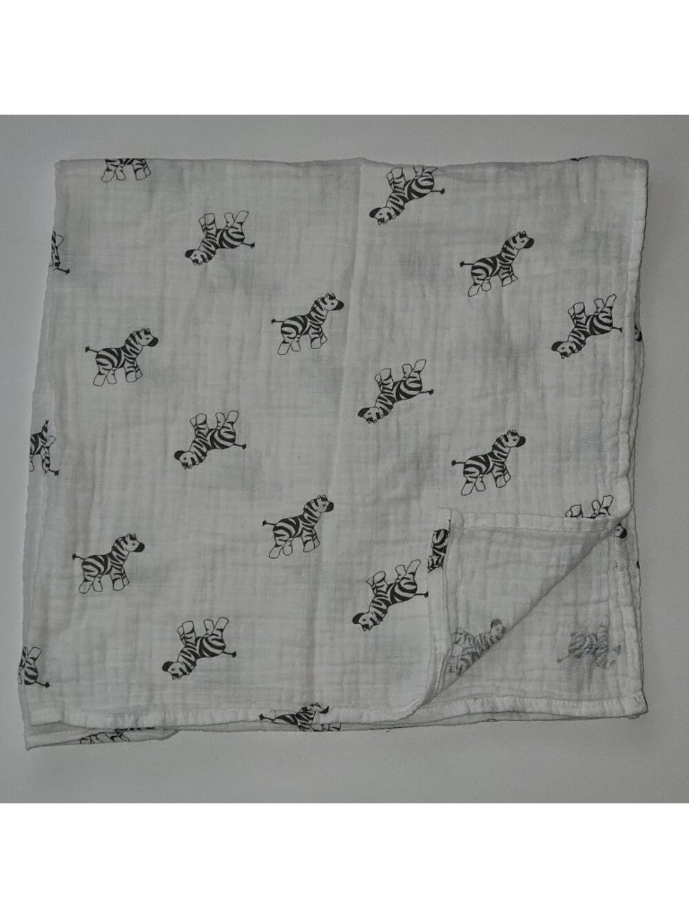 Amazing Baby Zebra Muslin Swaddle Blanket 100% Cotton White Gray 32x32